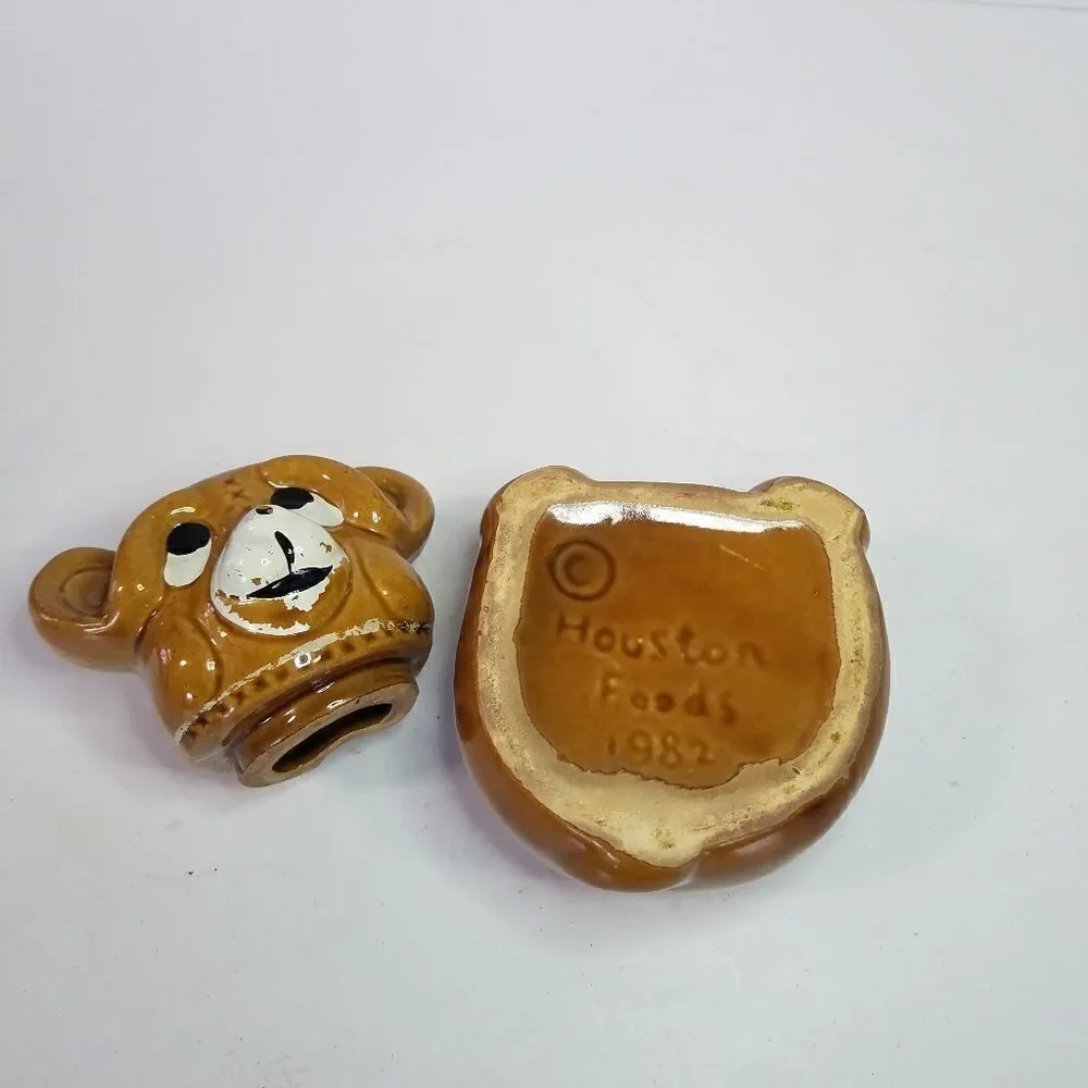 Houston Foods 1982 Vintage Ceramic Bear Honey or Jam Pot